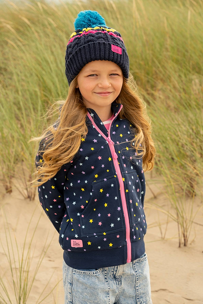 Ava Full Zip Top - Navy Star Print-Lighthouse