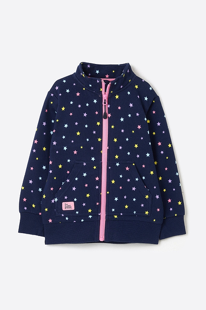 Ava Full Zip Top - Navy Star Print-Lighthouse