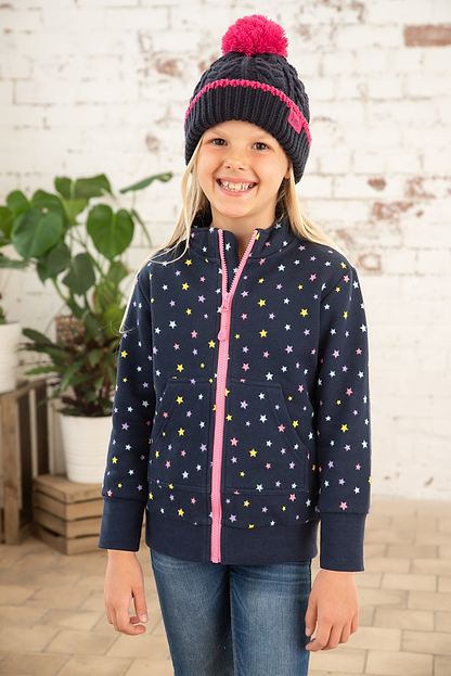 Ava Full Zip Top - Navy Star Print-Lighthouse