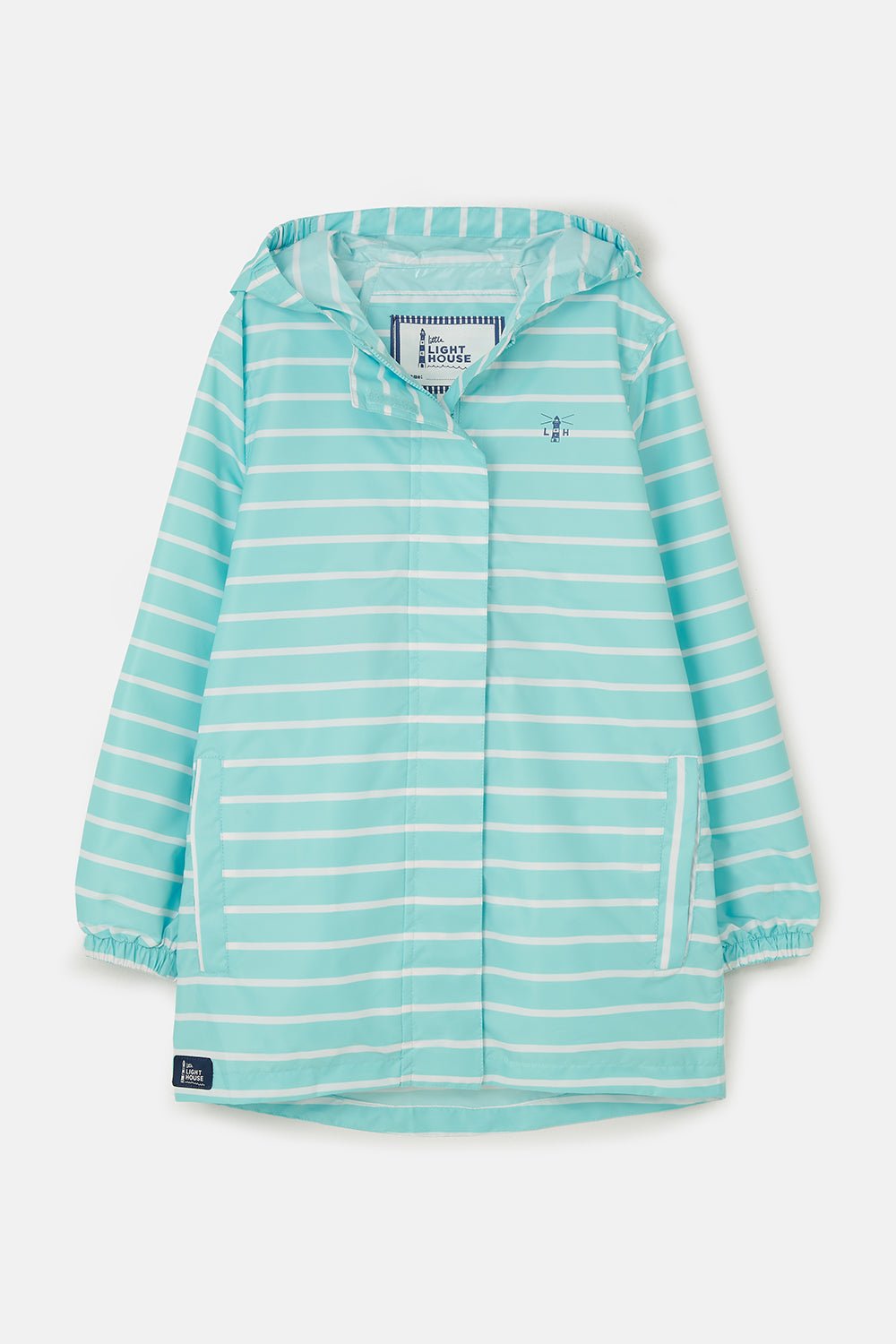 Cara Kids Rain Parka - Soft Turquoise Stripe-Lighthouse