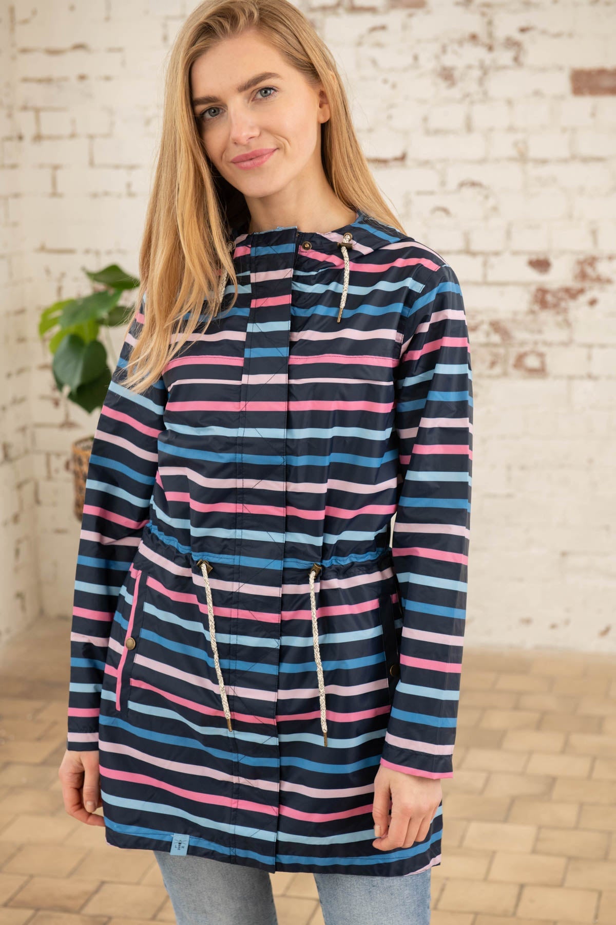 Cara Rain Parka - Blue Pink Stripe-Lighthouse