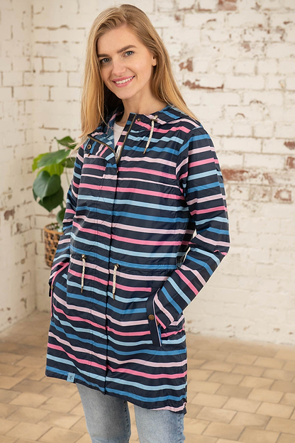 Cara Rain Parka - Blue Pink Stripe-Lighthouse