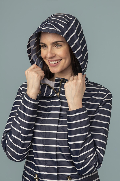 Cara Rain Parka - Navy Stripe - Lighthouse