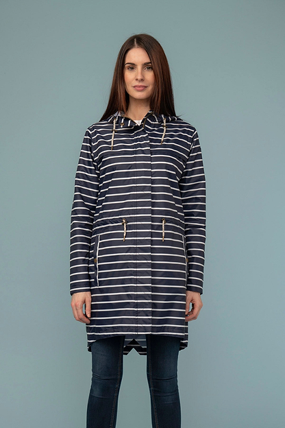 Cara Rain Parka - Navy Stripe - Lighthouse