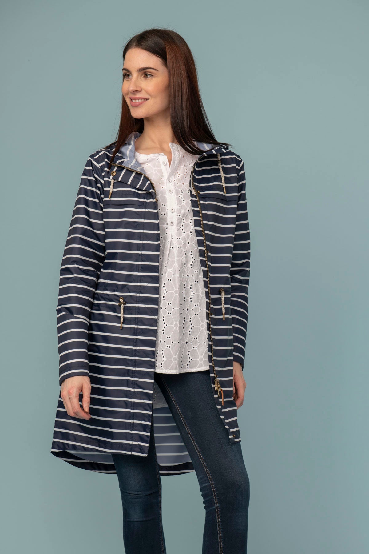 Cara Rain Parka - Navy Stripe - Lighthouse