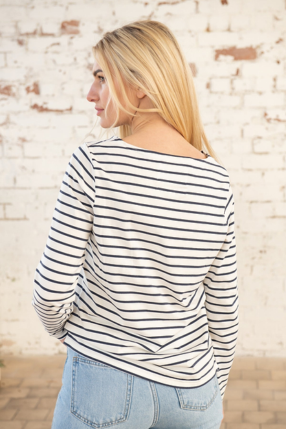 Causeway Breton Top - Cloud Midnight Stripe-Lighthouse