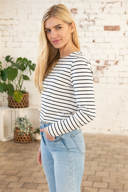 Causeway Breton Top - Cloud Midnight Stripe-Lighthouse