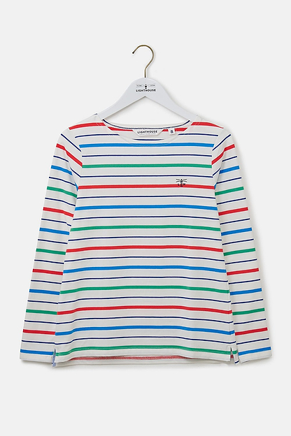 Causeway Breton Top - Seagrass Blue Poppy Stripe-Lighthouse