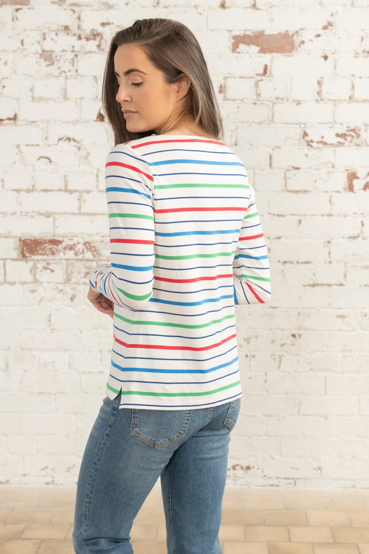 Causeway Breton Top - Seagrass Blue Poppy Stripe-Lighthouse