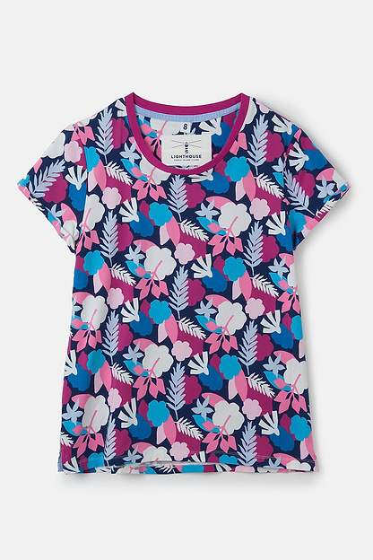 Causeway Tee - Navy Abstract Floral - Lighthouse