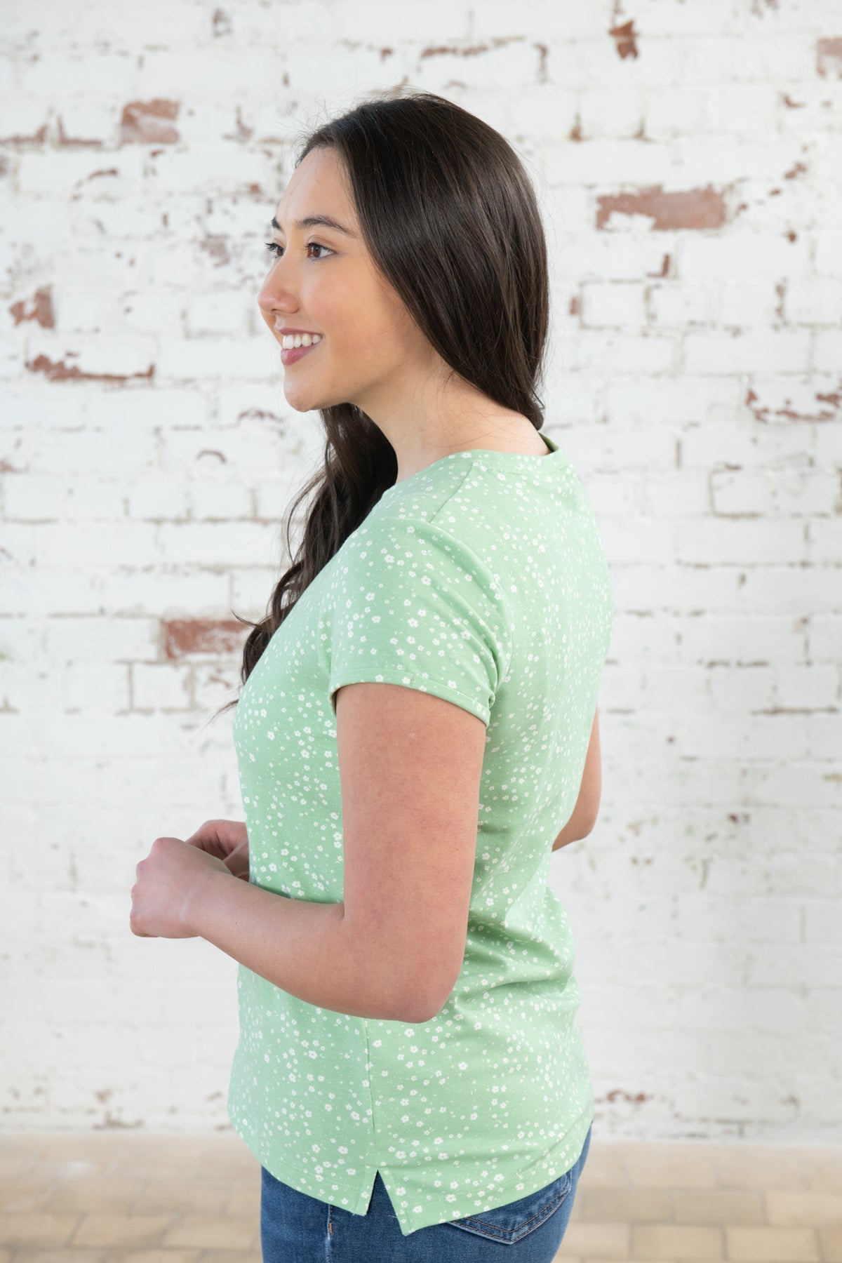 Causeway Tee - Soft Green Floral-Lighthouse