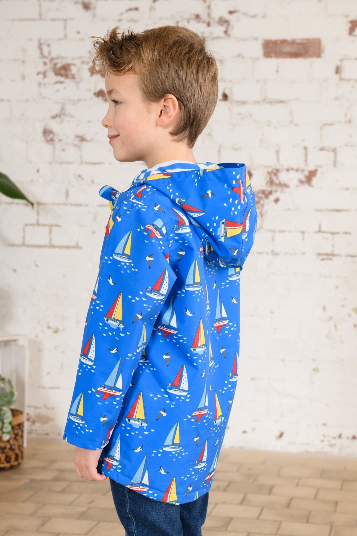 Ethan Jacket - Blue Boat Print-Lighthouse