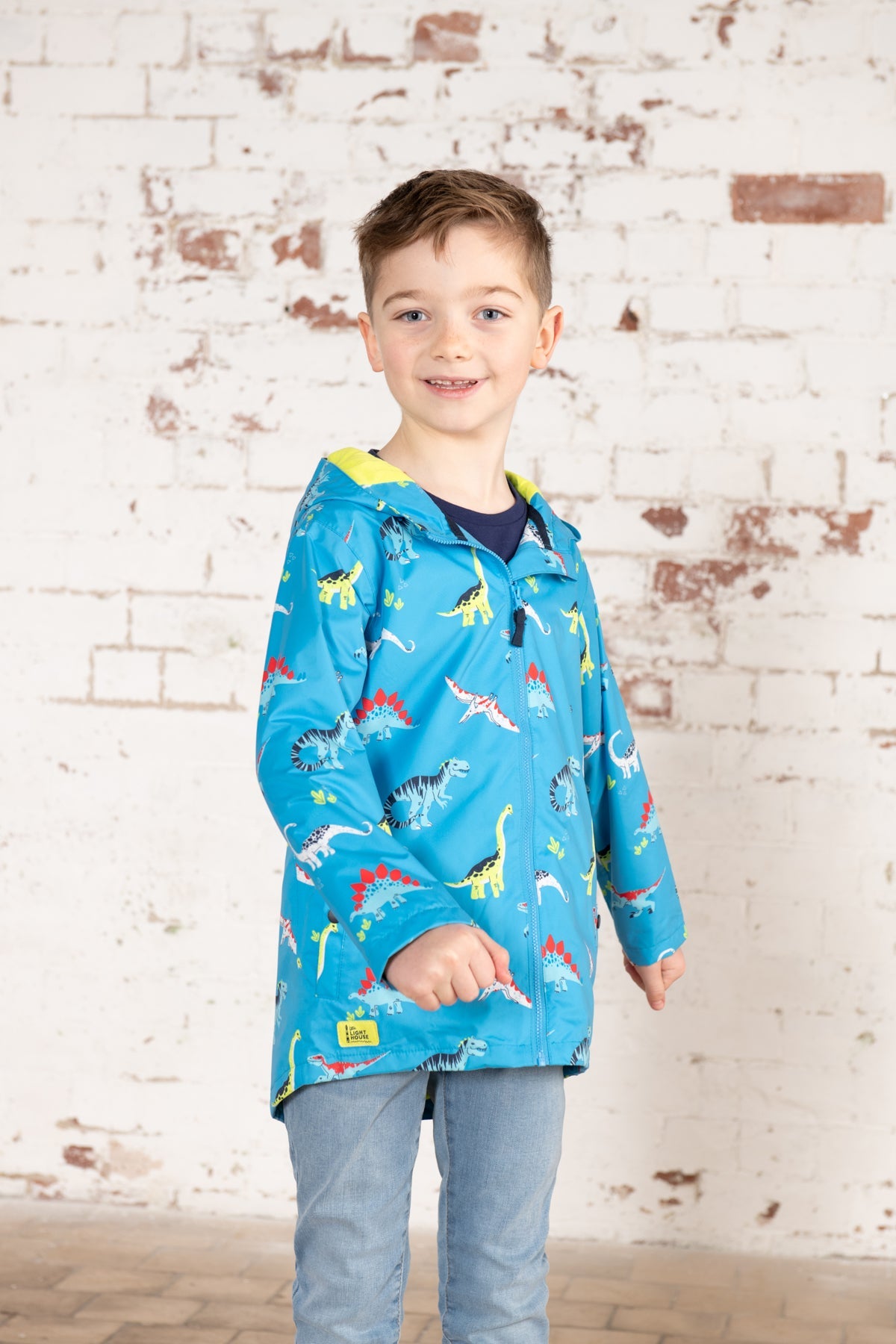 Ethan Jacket - Blue Dino Print-Lighthouse
