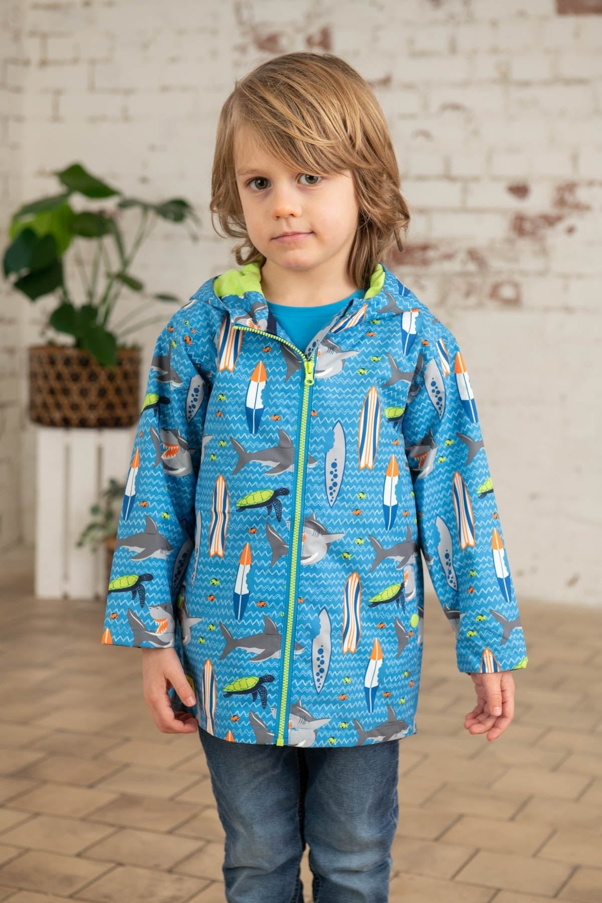 Ethan Jacket - Shark Surf Print-Lighthouse