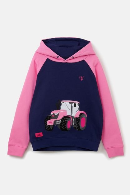 Jill Hoodie - Pink Tractor Appliqué-Lighthouse
