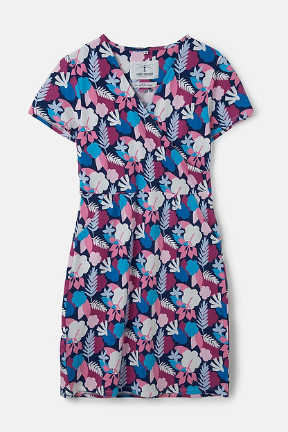 Lena Dress - Night Sky Abstract Leaf - Lighthouse