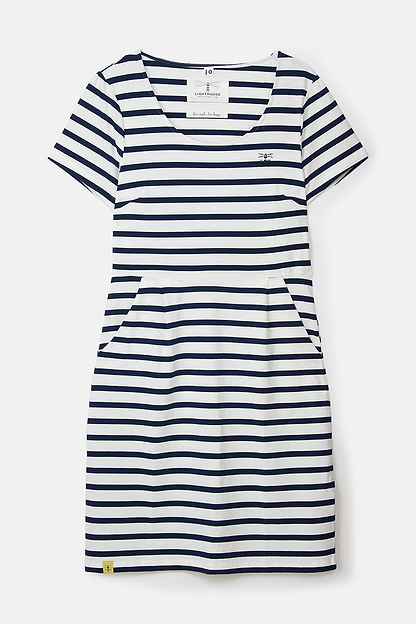 Lydia Dress - Cloud Midnight Stripe-Lighthouse