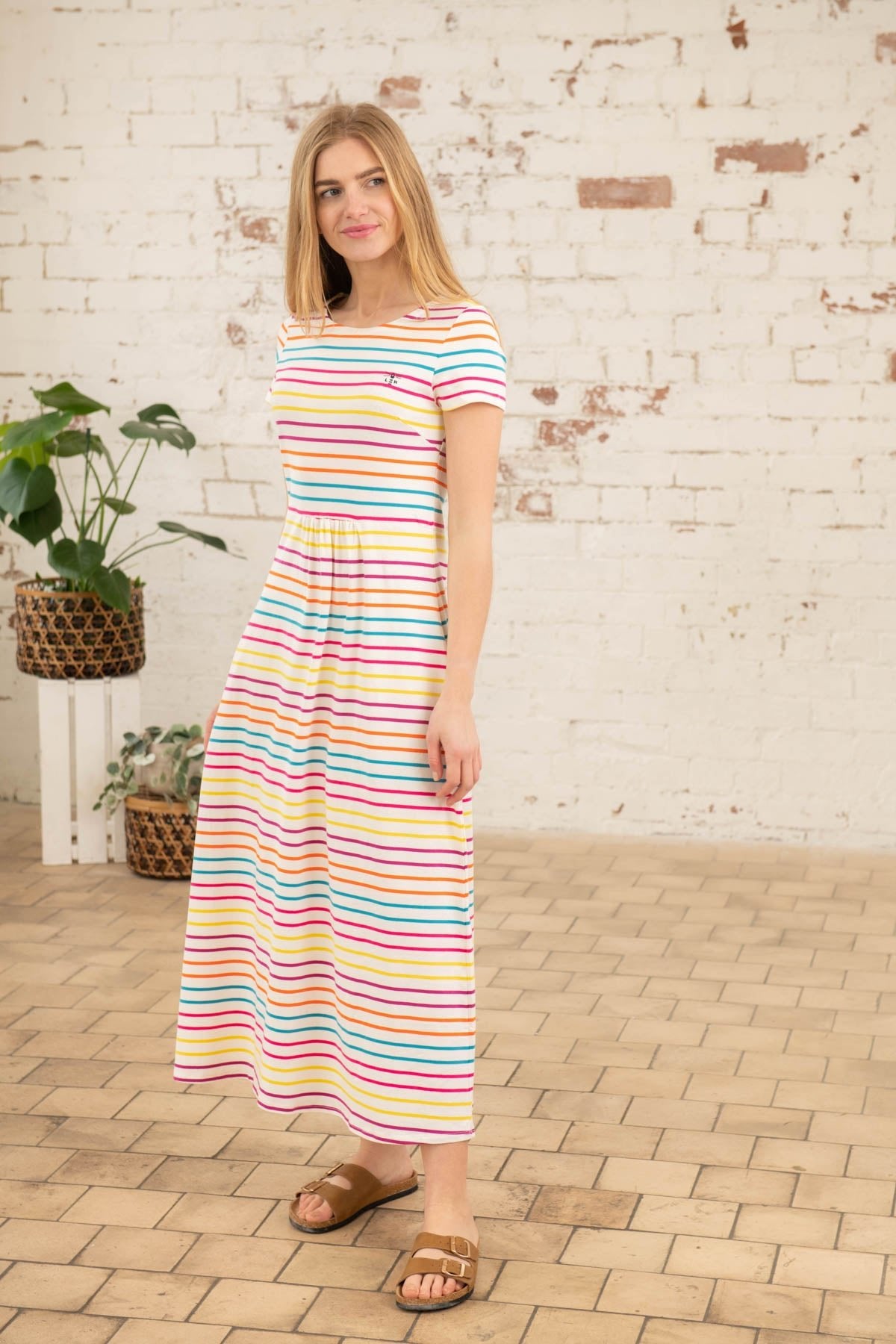 Lyla Dress - Teal Pink Stripe-Lighthouse