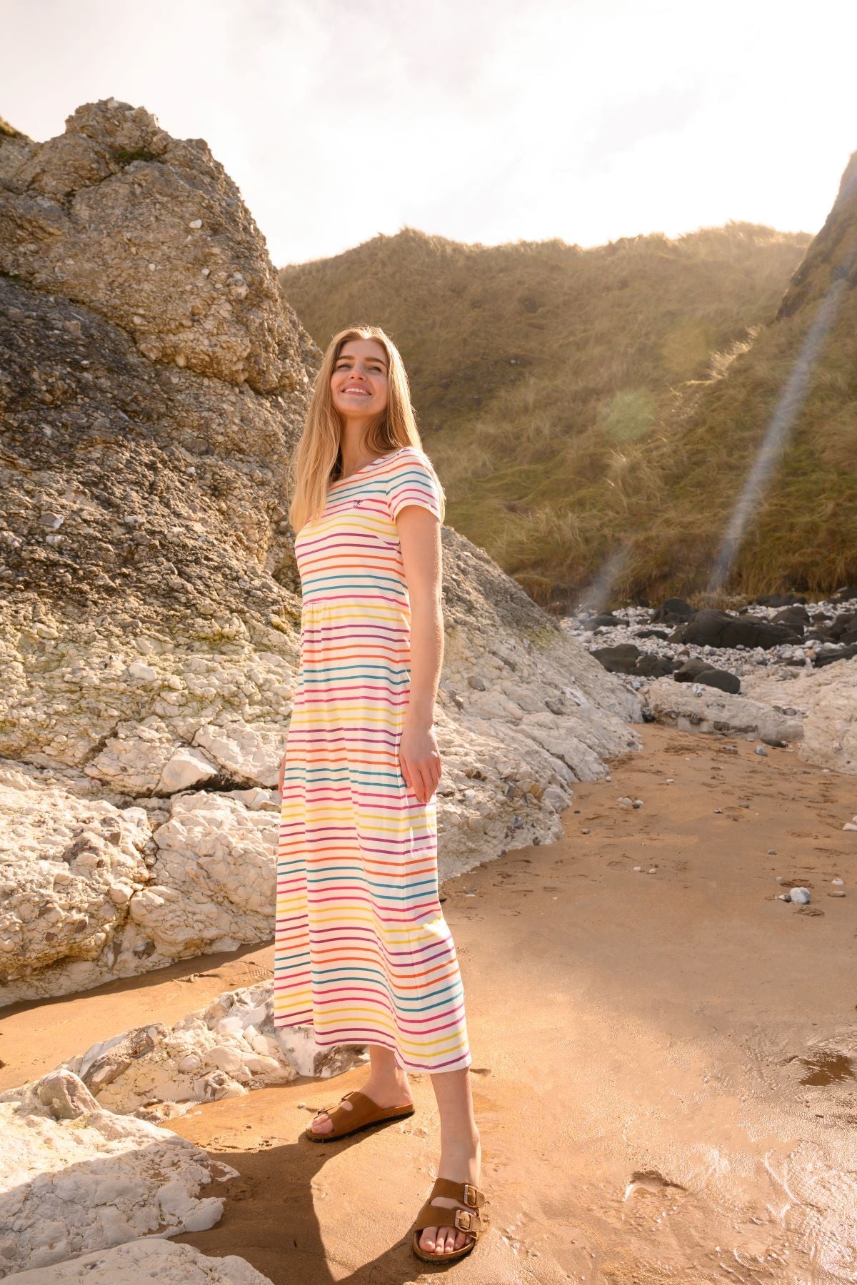 Lyla Dress - Teal Pink Stripe-Lighthouse