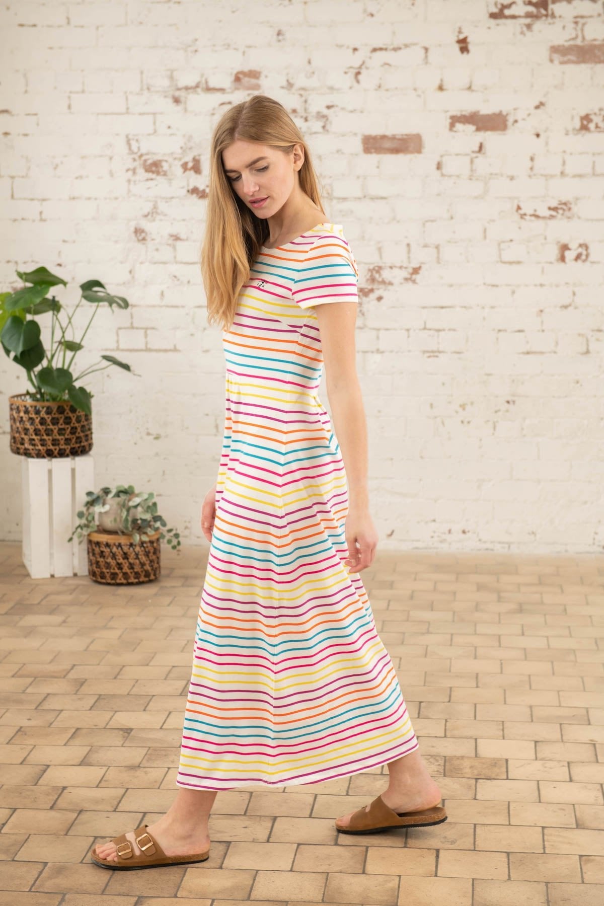 Lyla Dress - Teal Pink Stripe-Lighthouse