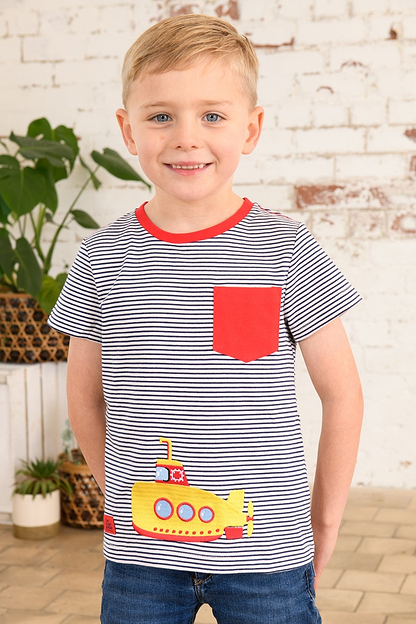 Oliver Short Sleeve Top - Eclipse Stripe Submarine-Lighthouse