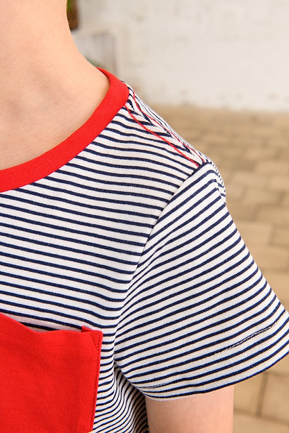 Oliver Short Sleeve Top - Eclipse Stripe Submarine-Lighthouse