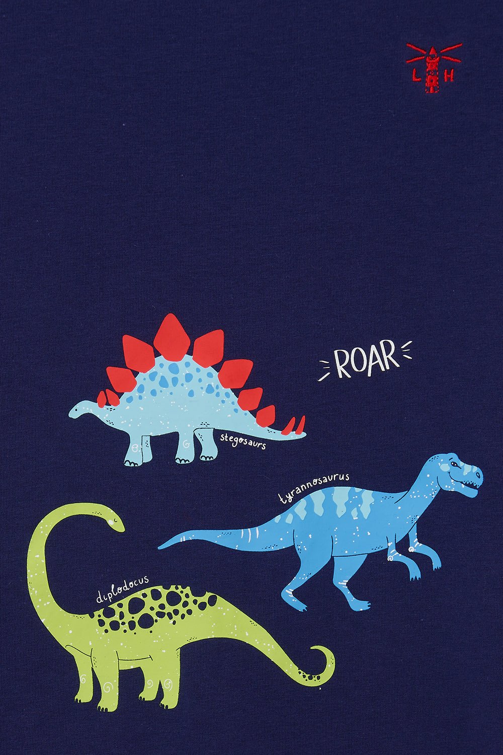 Oliver Short Sleeve Top - Navy Dino Print-Lighthouse