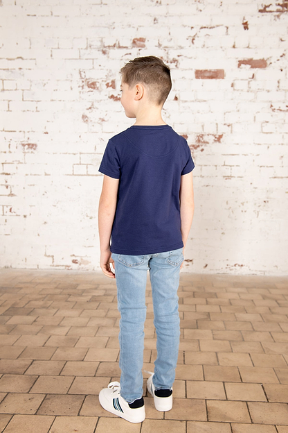 Oliver Short Sleeve Top - Navy Dino Print-Lighthouse