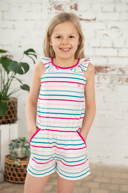 Penelope Playsuit - Teal Pink Stripe-Lighthouse