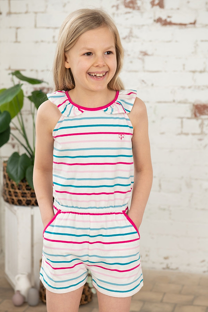 Penelope Playsuit - Teal Pink Stripe-Lighthouse