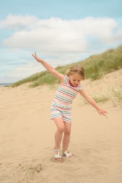 Penelope Playsuit - Teal Pink Stripe-Lighthouse