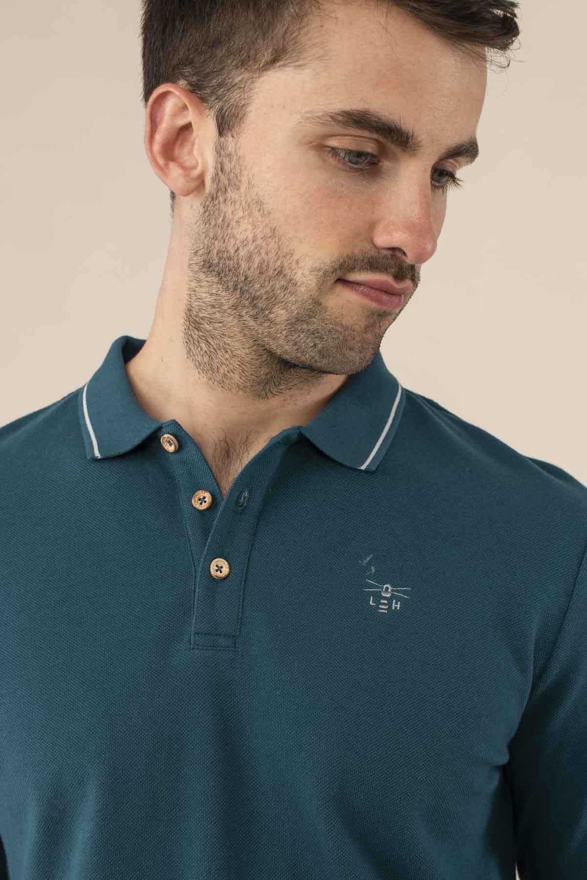 Pier Long Sleeve Polo - Blue Steel - Lighthouse