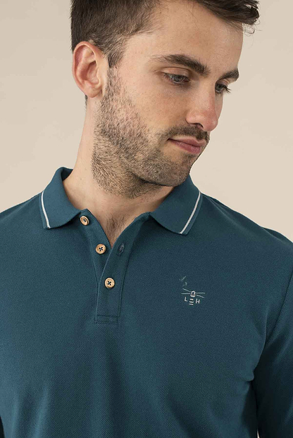 Pier Long Sleeve Polo - Blue Steel - Lighthouse
