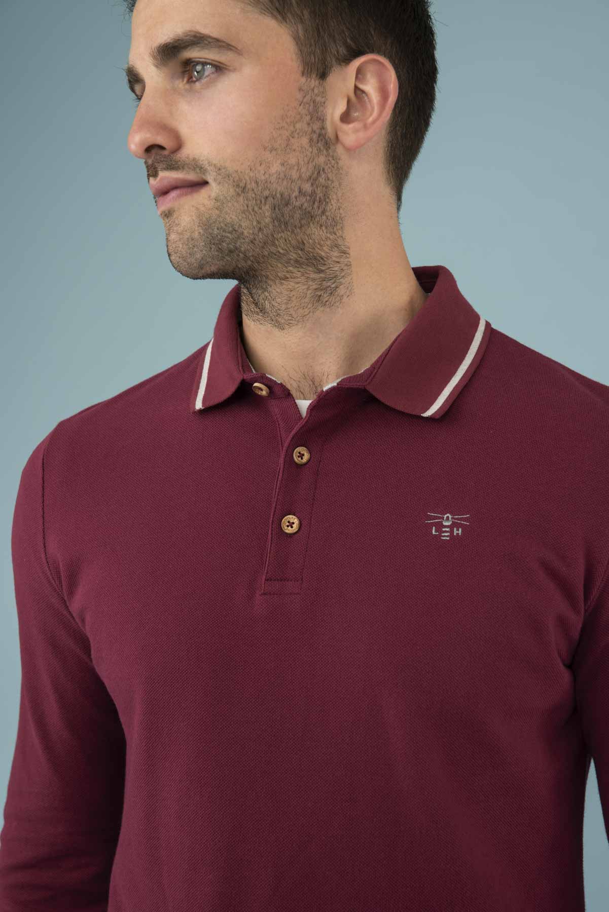 Pier Long Sleeve Polo - Bordeaux - Lighthouse