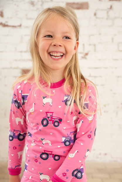 Pyjamas - Pink Purple Tractor Print-Lighthouse
