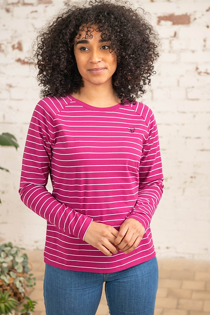 Seashore Long Sleeved Top - Deep Raspberry-Lighthouse
