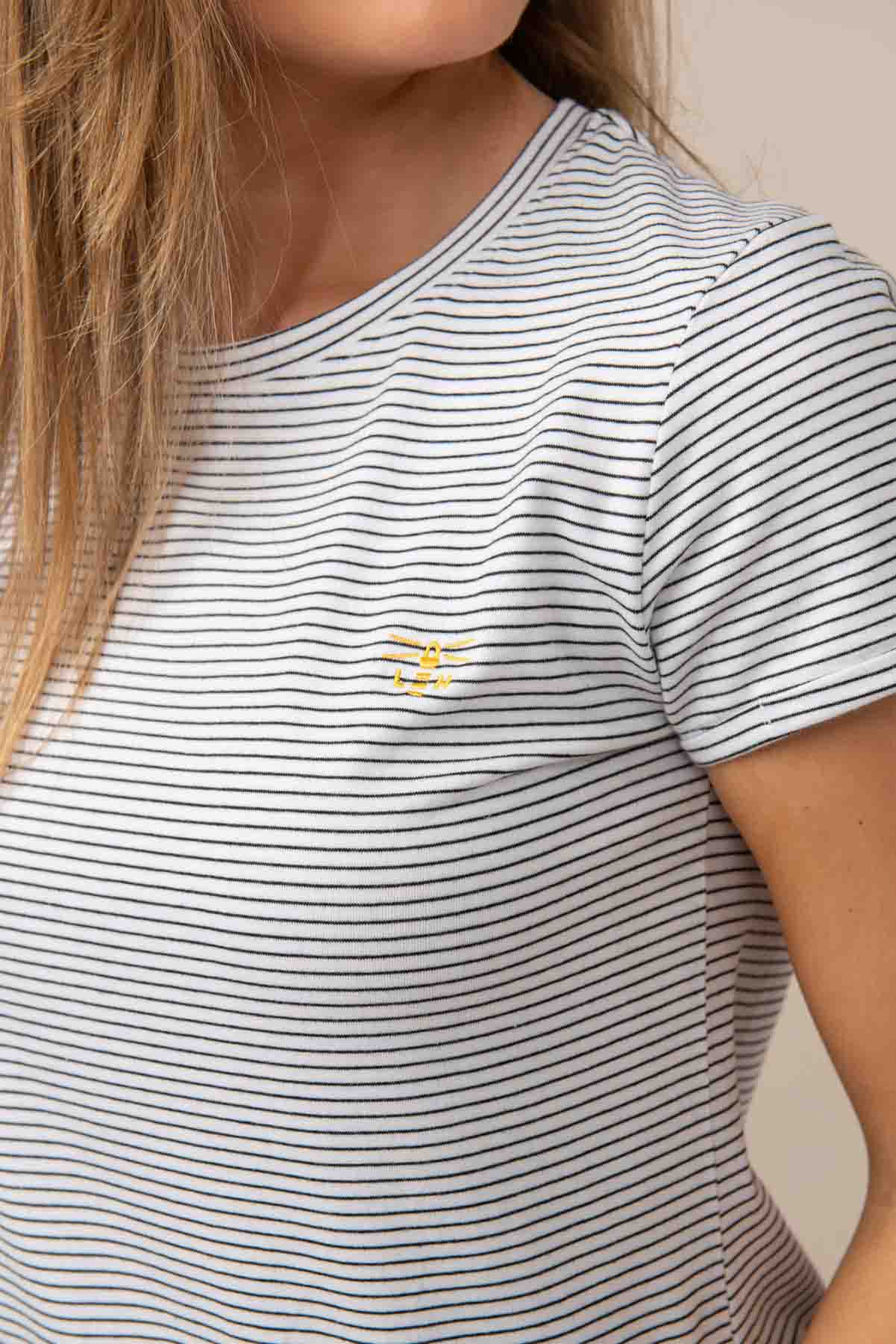Seashore T Shirt - Cloud Midnight Stripe - Lighthouse