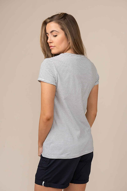 Seashore T Shirt - Cloud Midnight Stripe - Lighthouse