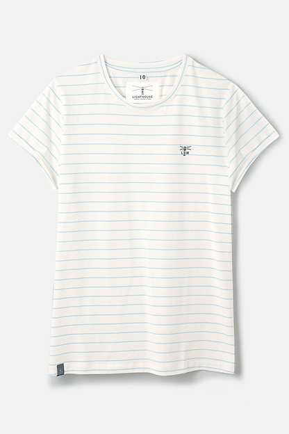 Seashore T Shirt - Cloud Pale Blue Stripe-Lighthouse