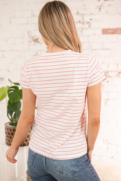 Seashore T Shirt - Cloud Pink Stripe-Lighthouse
