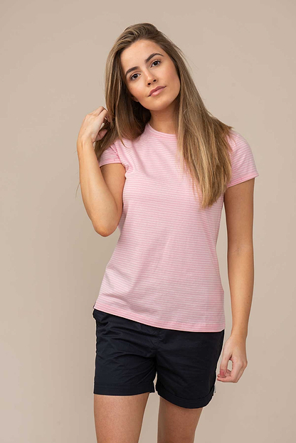 Seashore T Shirt - Rose Pink Stripe - Lighthouse