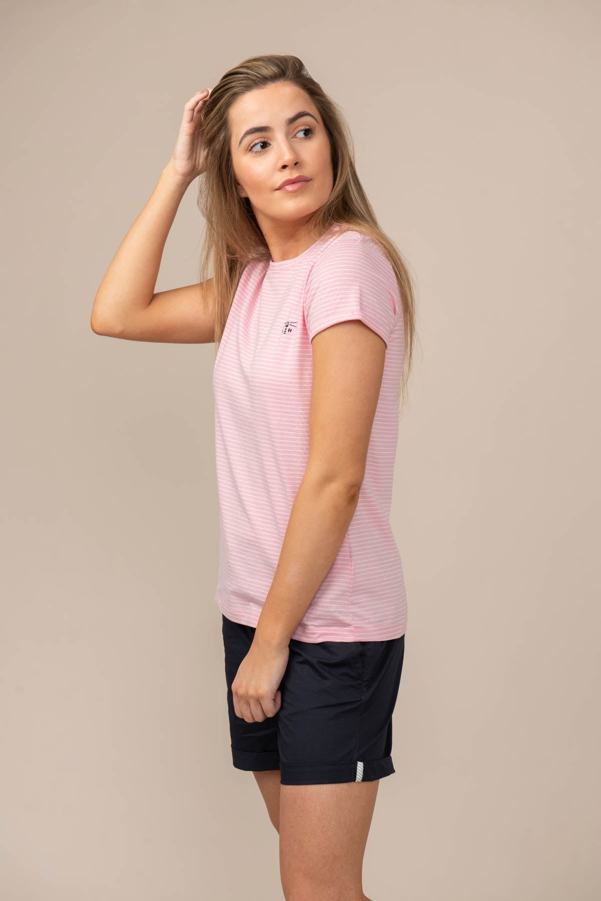 Seashore T Shirt - Rose Pink Stripe - Lighthouse