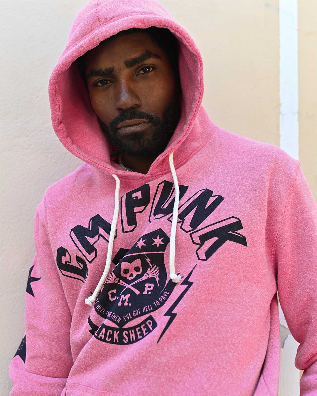 CM Punk 'Black Sheep' Pink PO Hoody - Roots of Fight Canada