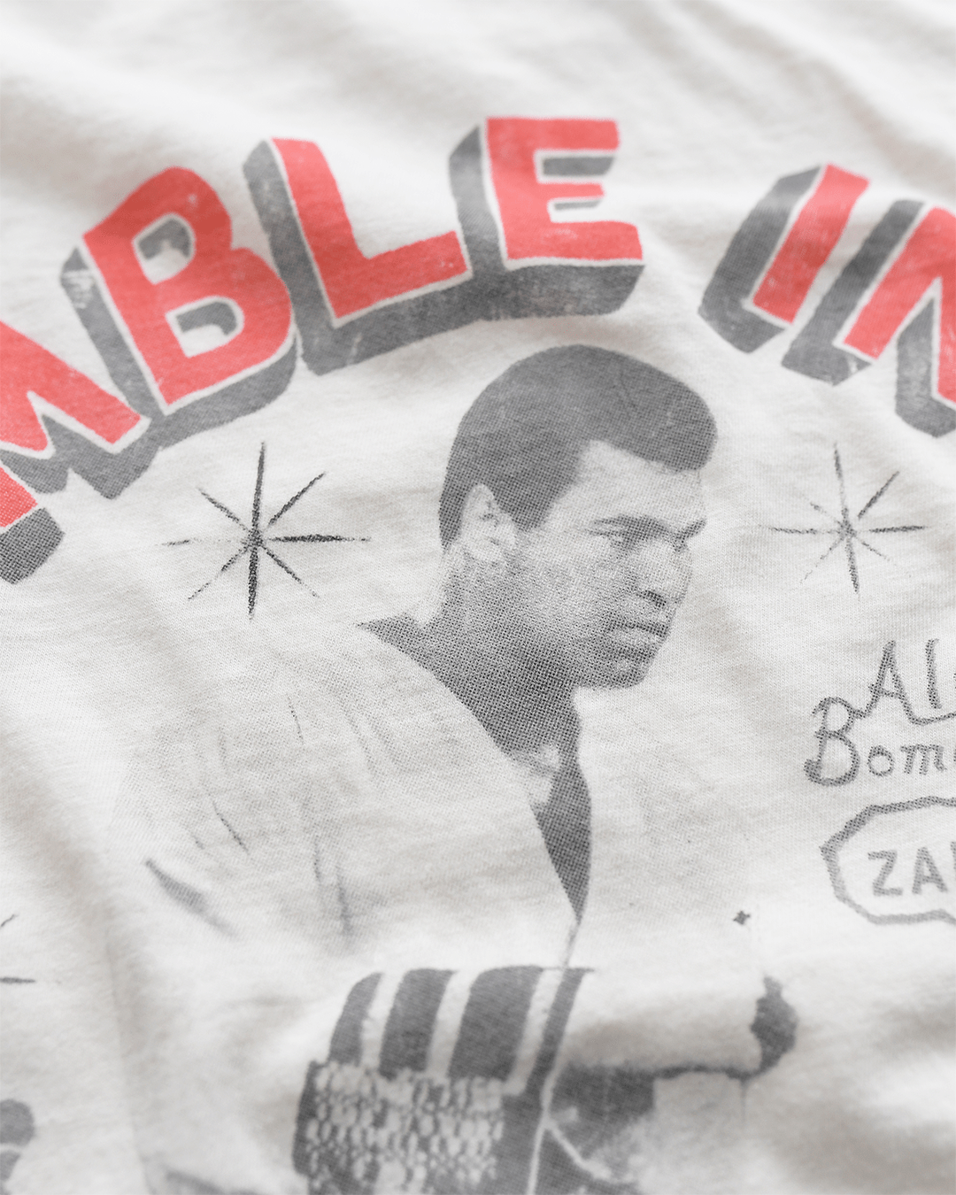 Ali Rumble Kinshasa Zaire White Tee - Roots of Fight Canada