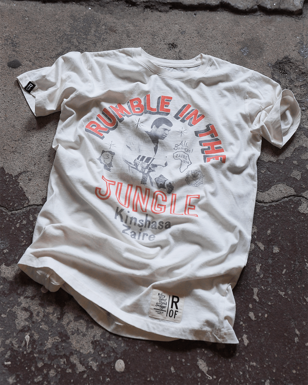 Ali Rumble Kinshasa Zaire White Tee - Roots of Fight Canada