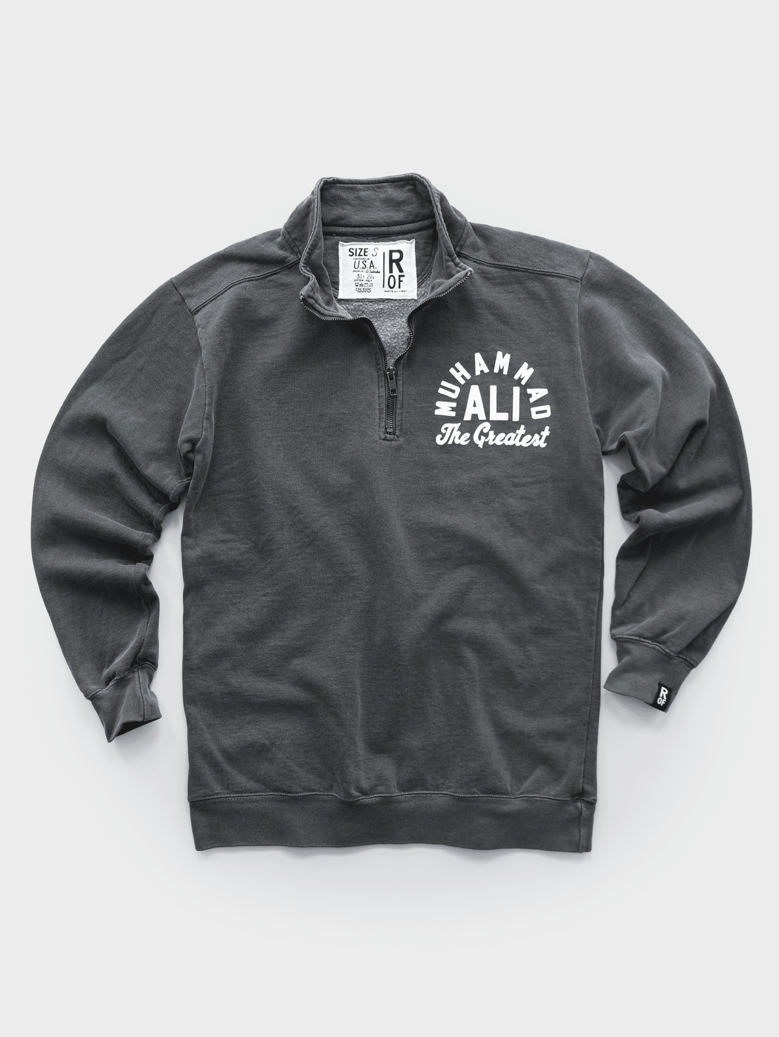 Ali The Greatest Charcoal Quarter-Zip Sweatshirt - Roots of Fight Canada