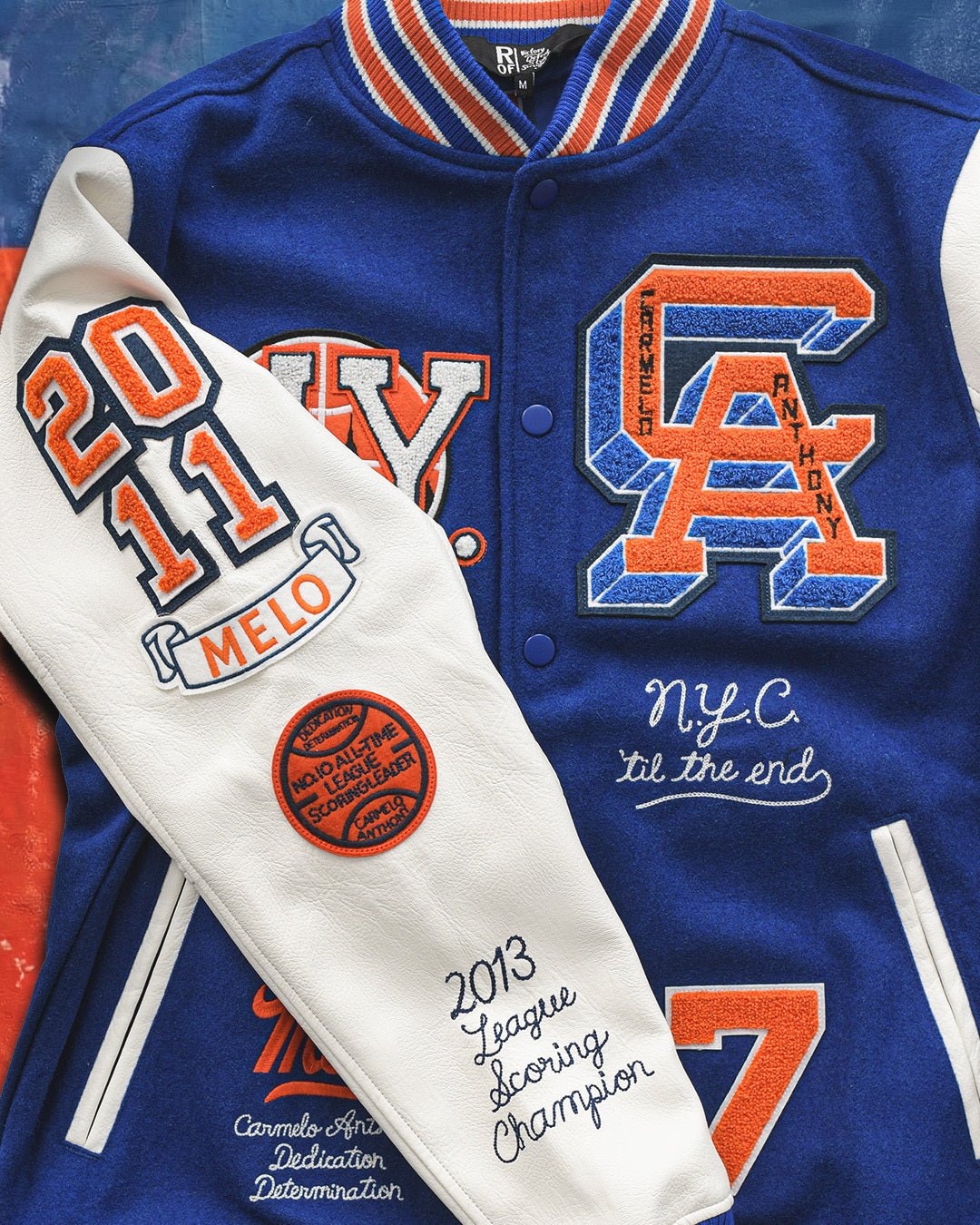 C. Anthony New York Blue Varsity Jacket - Roots of Fight Canada