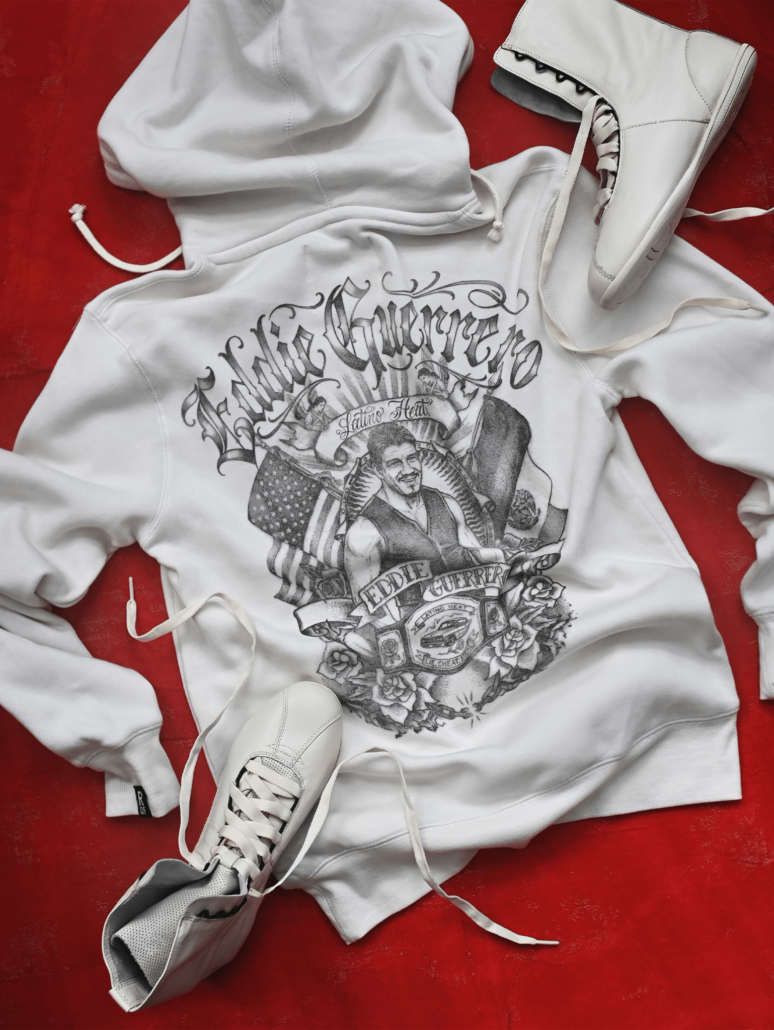 Eddie Guerrero Latino Heat White PO Hoody - Roots of Fight Canada