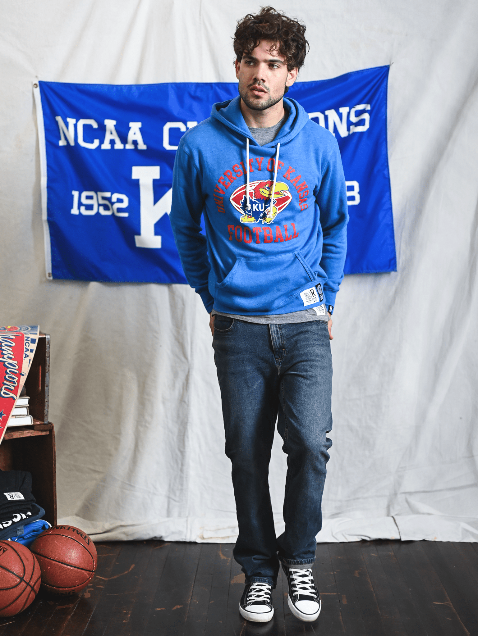 KU - Jayhawks Football Blue PO Hoody - Roots of Fight Canada