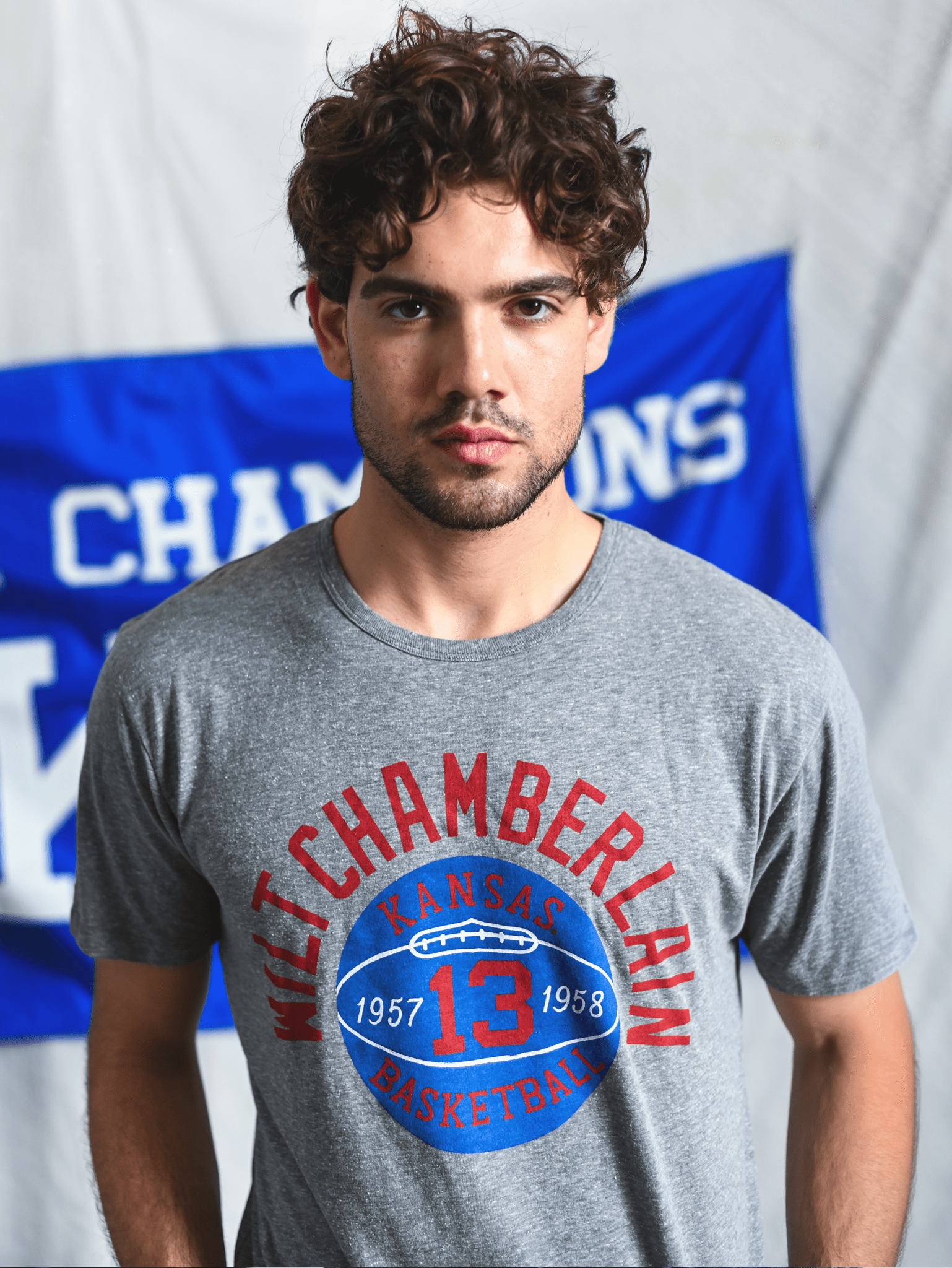 KU - Wilt Jayhawks Basketball Grey Triblend Tee - Roots of Fight Canada